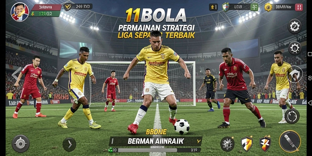 Tangkapan layar 11BOLA menampilkan aksi seru di lapangan sepak bola.
