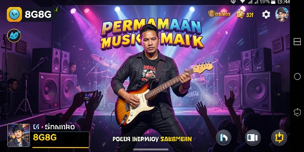 Tangkapan layar gameplay <strong>8G8G</strong> menunjukkan pemain mengikuti irama lagu.