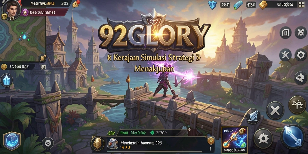 Screenshot gameplay <strong>92GLORY</strong> yang menampilkan strategi dan pertempuran kerajaan.