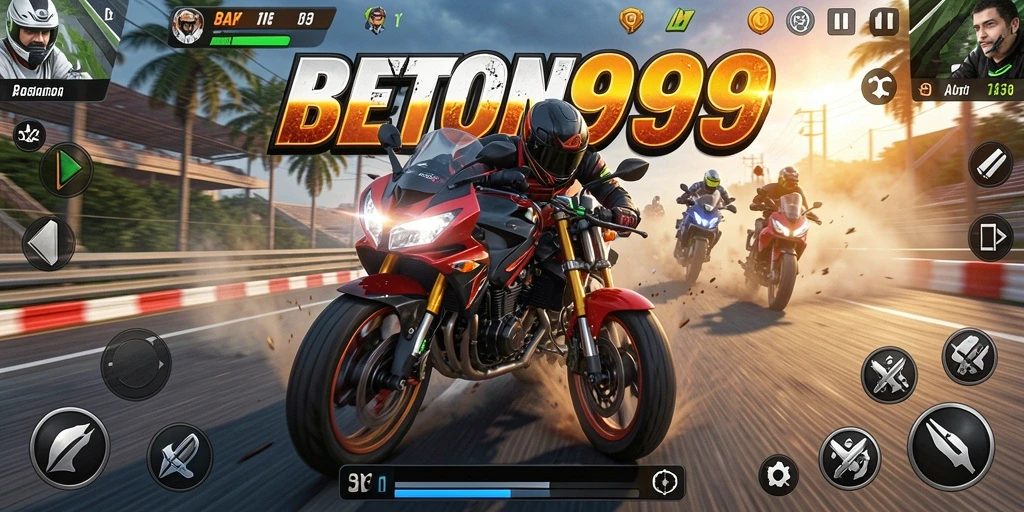 Tampilan gameplay seru dengan aksi balap motor mendebarkan.