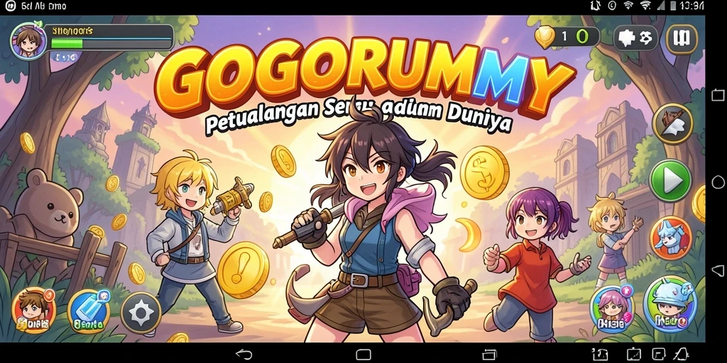 Tampilan seru gameplay GOGORUMMY yang penuh aksi.