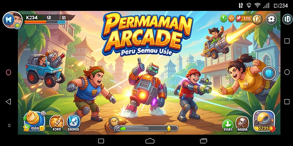 Tangkapan layar K234 menunjukkan aksi seru permainan arcade.