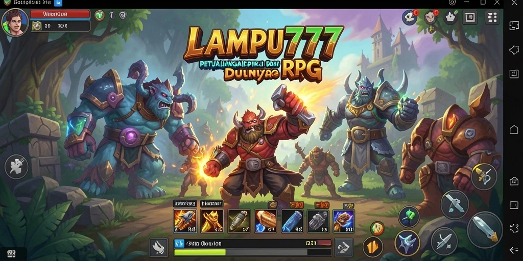 Tangkapan layar utama LAMPU777 menampilkan aksi seru dalam petualangan RPG.