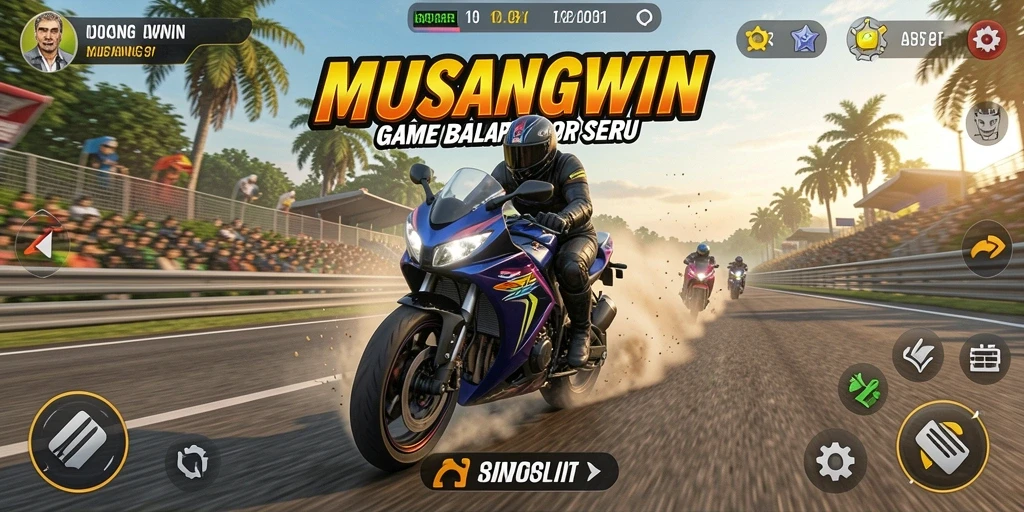 Gameplay seru balapan motor di MUSANGWIN.