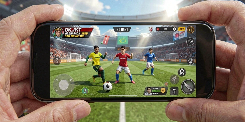 Screenshot gameplay menunjukkan aksi seru dalam pertandingan olahraga.