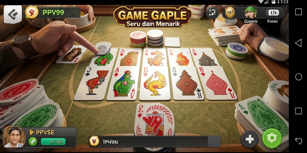 Tampilan gameplay PPV99 yang menarik saat bermain Gaple.