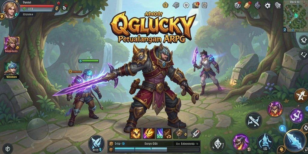 Tampilan gameplay mendebarkan QGLUCKY dalam aksi ARPG.