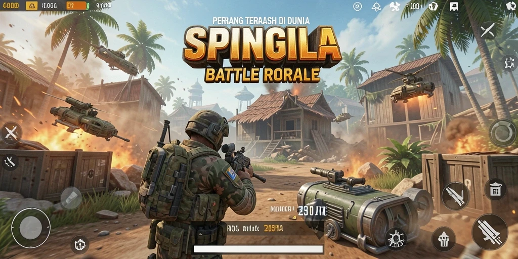 Gameplay SPINGILA yang menegangkan di arena Battle Royale.