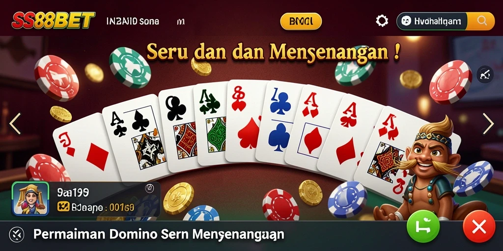 Tampilan gameplay Domino yang seru dan interaktif di SS88BET.
