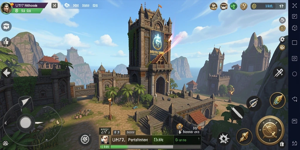 Tampilan gameplay UH77 dengan strategi menara yang intens.