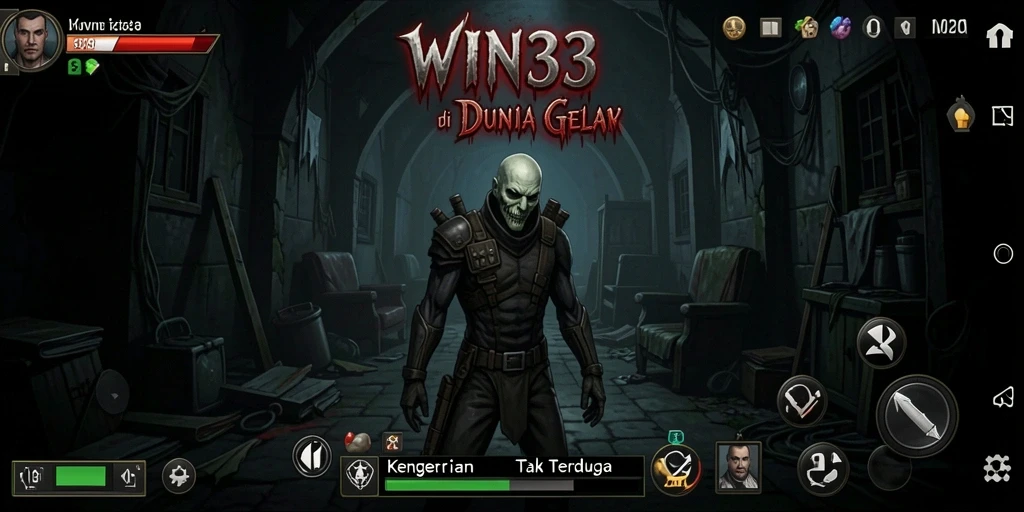 Tangkapan layar gameplay WIN33 dengan suasana mencekam yang khas.